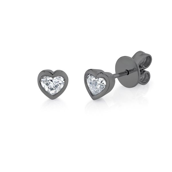 DIAMOND BEZEL HEART STUDS