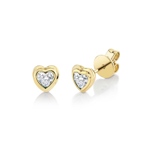 MINI ME DIAMOND BEZEL HEART STUDS
