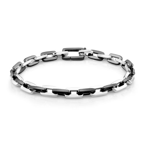 TWO TONE SOLID GOLD MINI DECO LINK BRACELET