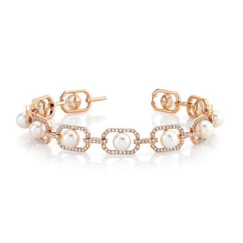CAGED PEARL & DIAMOND BRACELET
