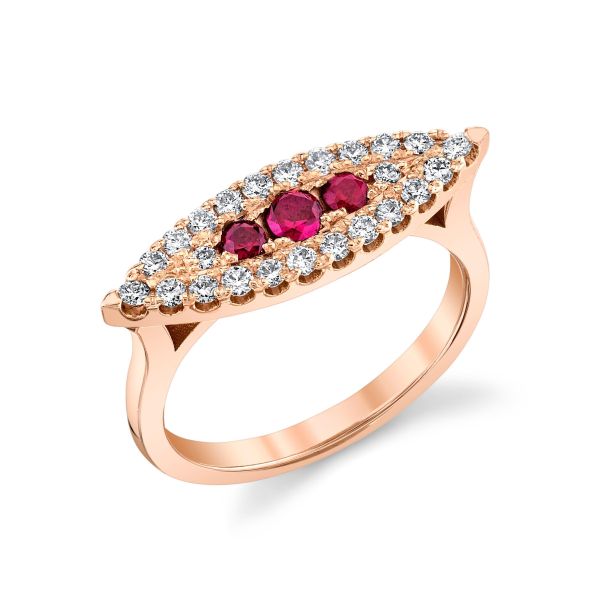 RUBY & DIAMOND MARQUISE EAST WEST RING