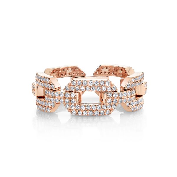 DIAMOND PAVE FLAT GEO LINK RING