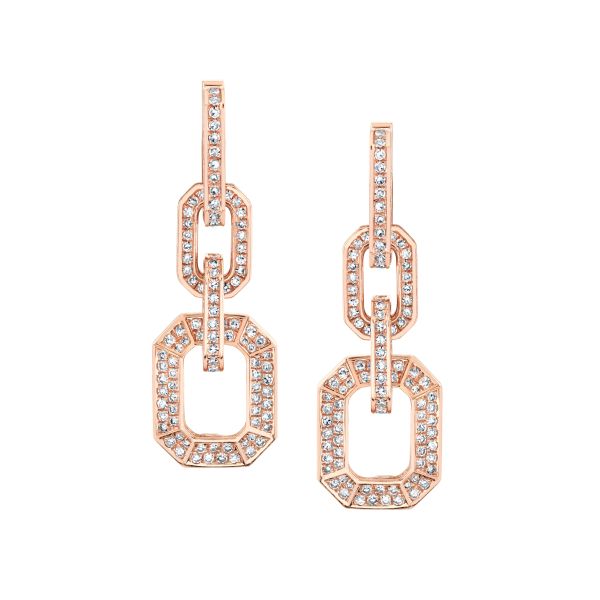 DIAMOND 3 IN 1 PAVE GRADUAL DECO LINK DROP EARRINGS