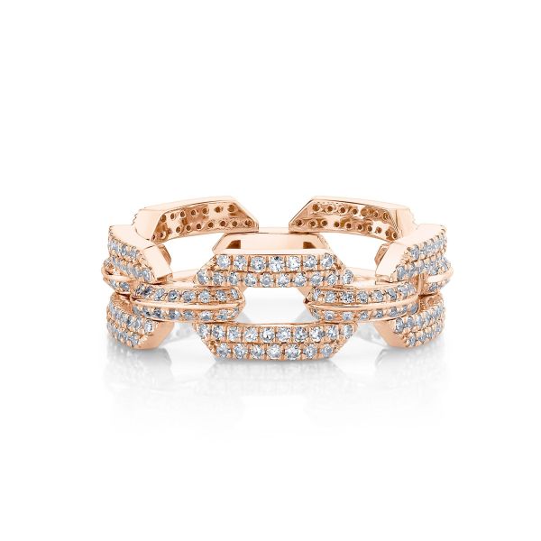 DIAMOND PAVE DOME FLAT LINK RING