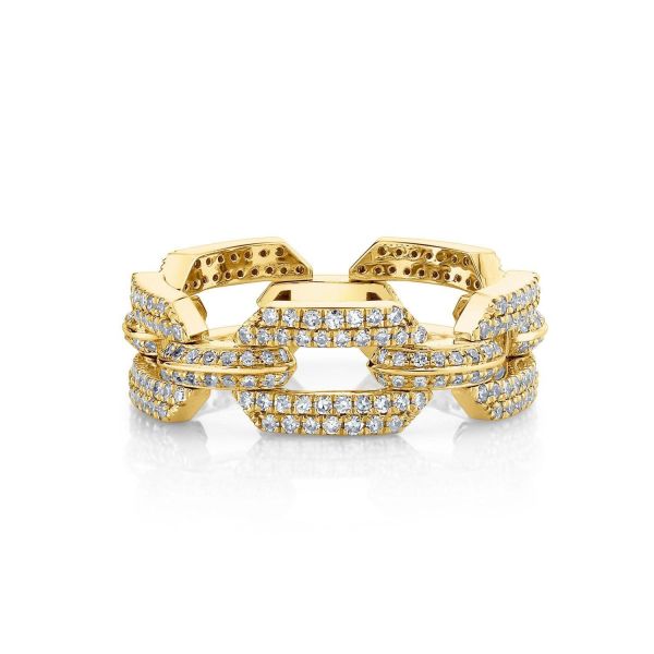 DIAMOND PAVE DOME FLAT LINK RING