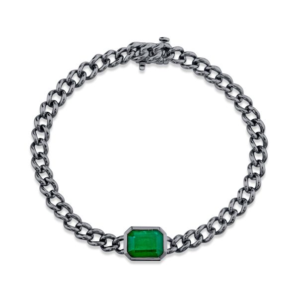 EMERALD CUT BEZEL MINI LINK BRACELET