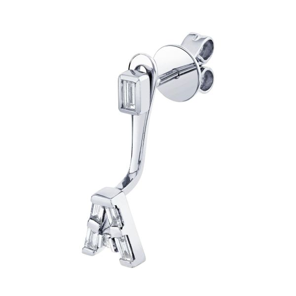 DIAMOND BAGUETTE SINGLE INITIAL EAR JACKET