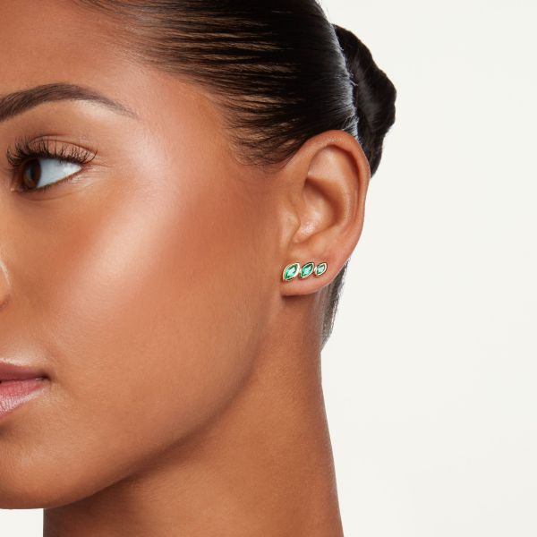 EMERALD STACKED MARQUISE EAR STUD