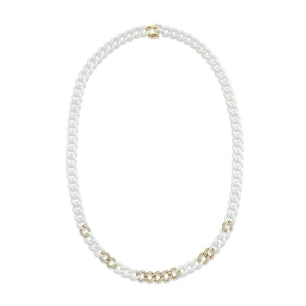 11 PAVE & WHITE CERAMIC MEDIUM LINK NECKLACE