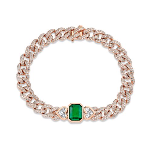 EMERALD TRI DIAMOND MEDIUM LINK BRACELET