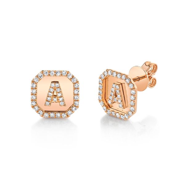 MINI ME DIAMOND PAVE INITIAL NAMEPLATE STUDS