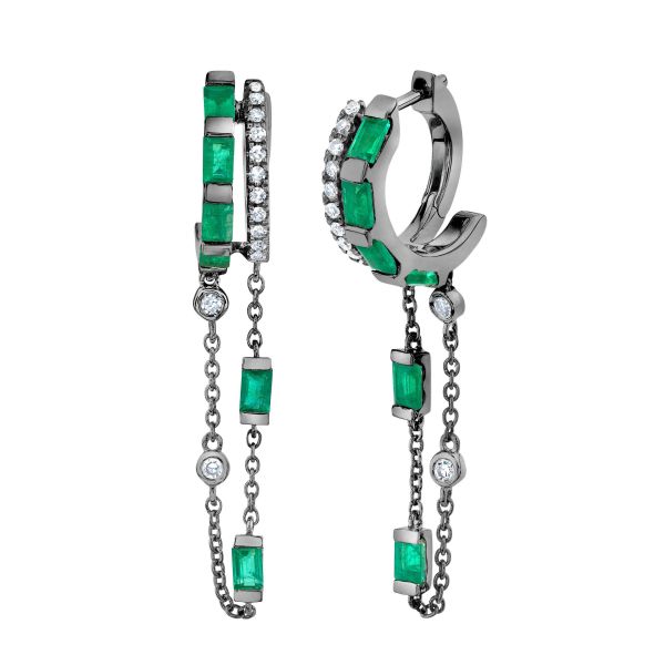 EMERALD & DIAMOND DOUBLE MIXED FRINGE HUGGIES