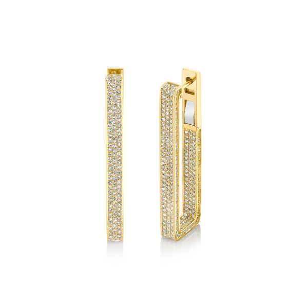 DIAMOND PAVE ELONGATED DECO LINK EARRINGS