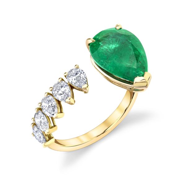 FLOATING EMERALD TEARDROP RING