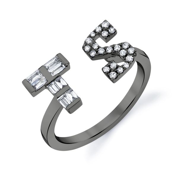 MIXED DIAMOND PERSONALIZED FLOATING INITIALS RING