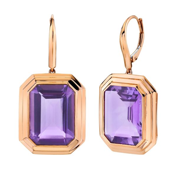 READY TO SHIP AMETHYST PORTRAIT STEP EARRINGS