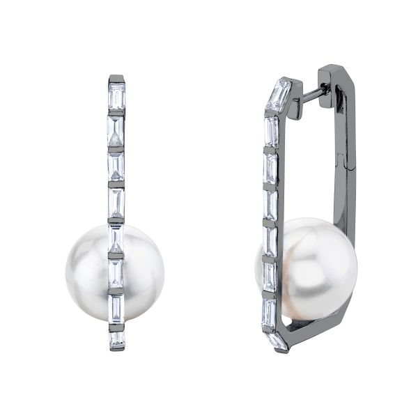 CAGED PEARL & DIAMOND DROP EARRINGS
