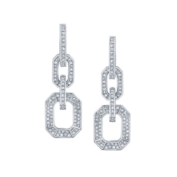 DIAMOND 3 IN 1 PAVE GRADUAL DECO LINK DROP EARRINGS