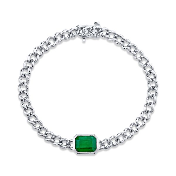EMERALD CUT BEZEL MINI LINK BRACELET