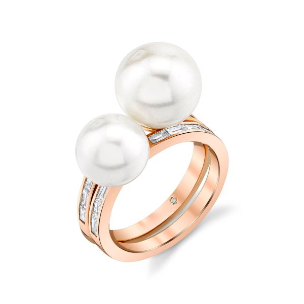 PEARL & DIAMOND BAGUETTE 2 IN 1 RING