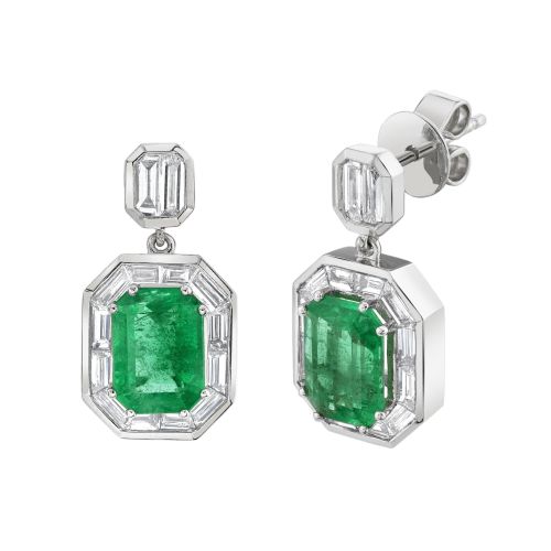 EMERALD HALO DROP EARRINGS