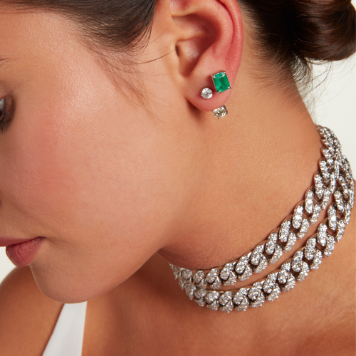 RUBY EMERALD CUT STUDS, 5cts