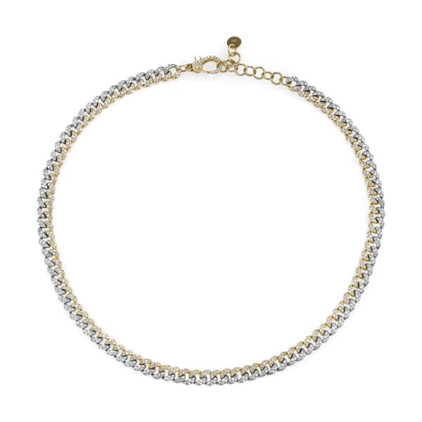 DIAMOND TWO-TONE PAVE MINI LINK NECKLACE