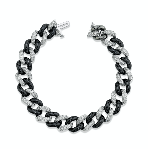 DIAMOND PAVE & WHITE CERAMIC ESSENTIAL LINK BRACELET