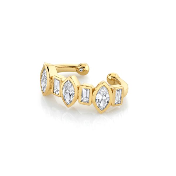 MIXED DIAMOND BEZEL EAR CUFF