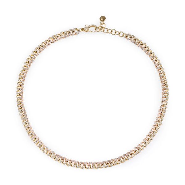 DIAMOND TWO-TONE PAVE MINI LINK NECKLACE