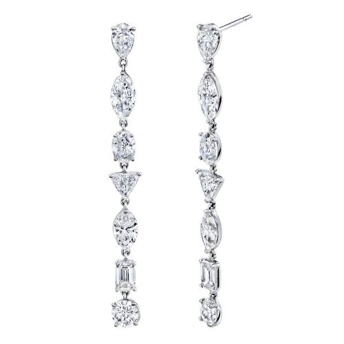 MIXED DIAMOND DROP EARRINGS, 14CTS