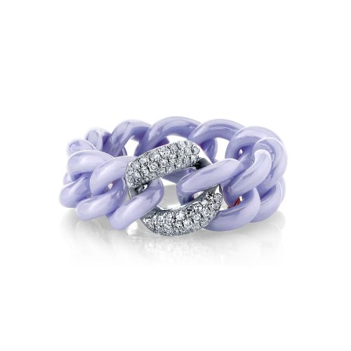 SINGLE PAVE LAVENDER CERAMIC MEDIUM LINK RING