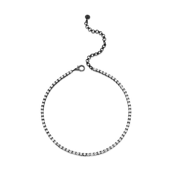 DIAMOND EMERALD CUT TENNIS NECKLACE