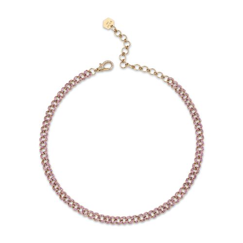 PINK SAPPHIRE MINI PAVE LINK CHOKER