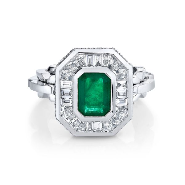 EMERALD & DIAMOND HALO MINI DECO RING
