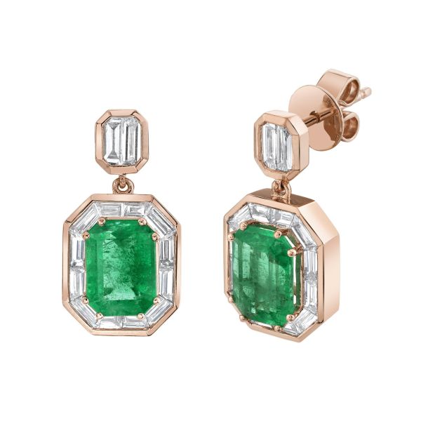 EMERALD HALO DROP EARRINGS