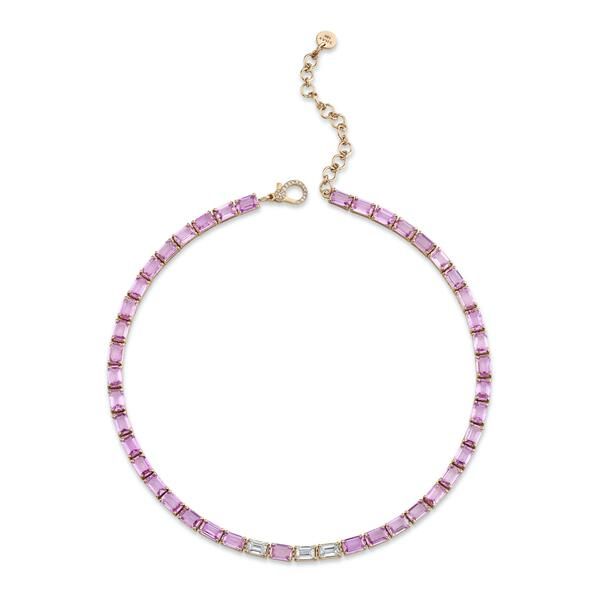 PINK SAPPHIRE & DIAMOND TENNIS NECKLACE
