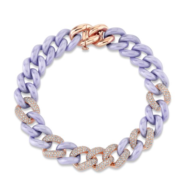 DIAMOND 7 PAVE & LAVENDER CERAMIC ESSENTIAL LINK BRACELET