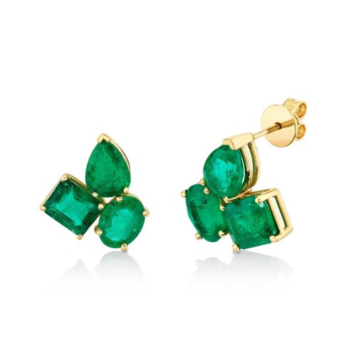 EMERALD OMBRE TRIPLE GEM STUDS