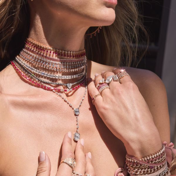 RUBY & DIAMOND PAVE TWO-TONE ESSENTIAL LINK BRACELET