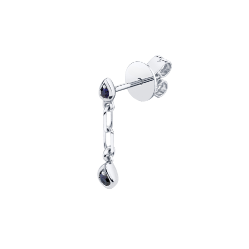 SINGLE BLUE SAPPHIRE DANGLE DROP STUD