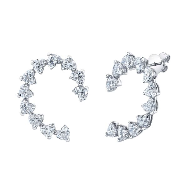 READY TO SHIP DIAMOND HEART SWIRL DROP EARRINGS
