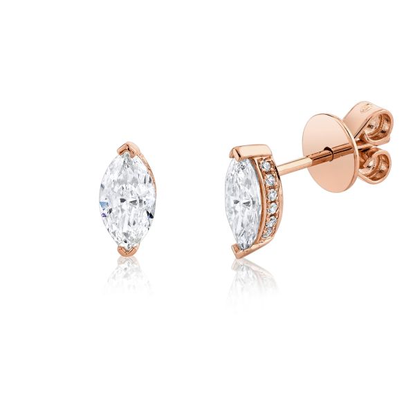 DIAMOND MARQUISE HALO STUDS