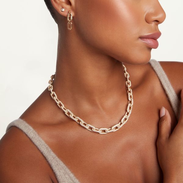 DIAMOND PAVE CABLE LINK NECKLACE