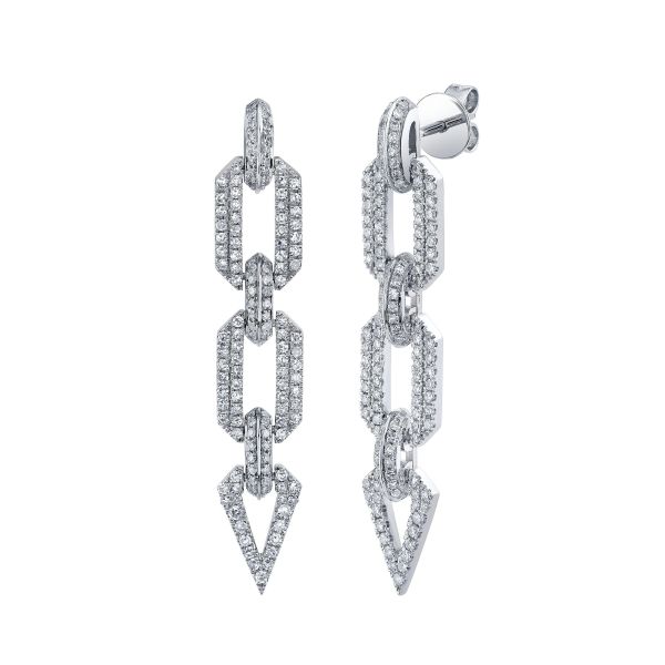 READY TO SHIP DIAMOND PAVE GEO LINK EARRINGS
