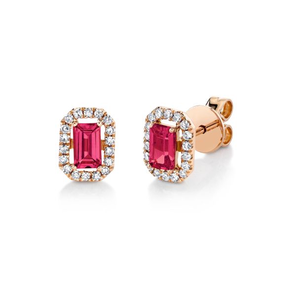 MINI ME DIAMOND HALO RUBY STUDS