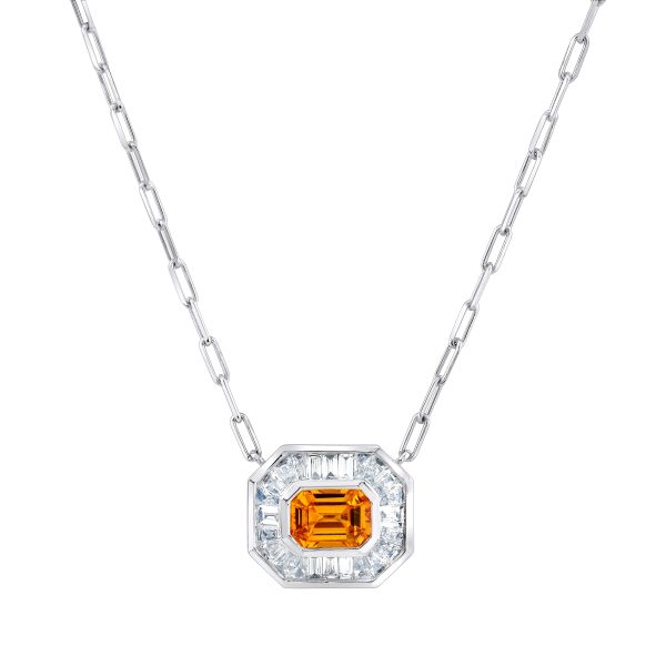 YELLOW SAPPHIRE & DIAMOND HALO MINI DECO LINK PENDANT