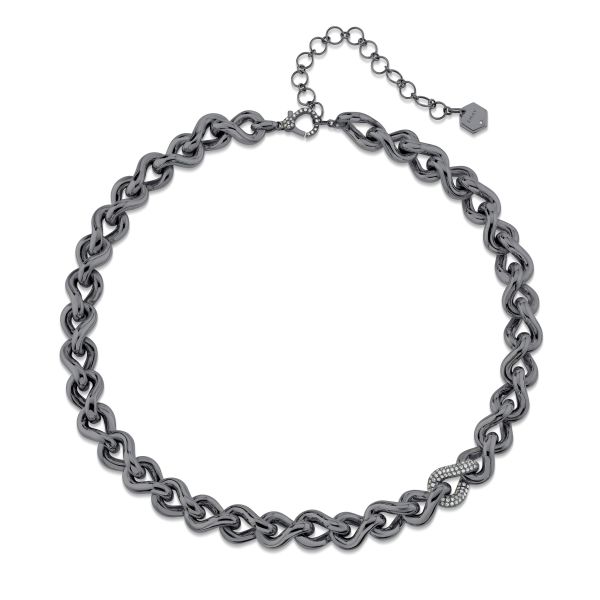 SINGLE DIAMOND PAVE INFINITY LINK NECKLACE