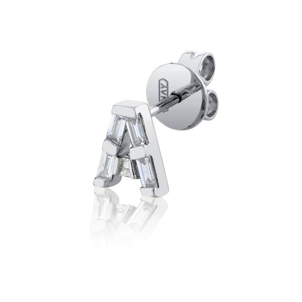 DIAMOND BAGUETTE SINGLE INITIAL STUD