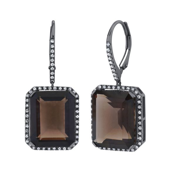 BROWN TOPAZ & DIAMOND PORTRAIT EARRINGS